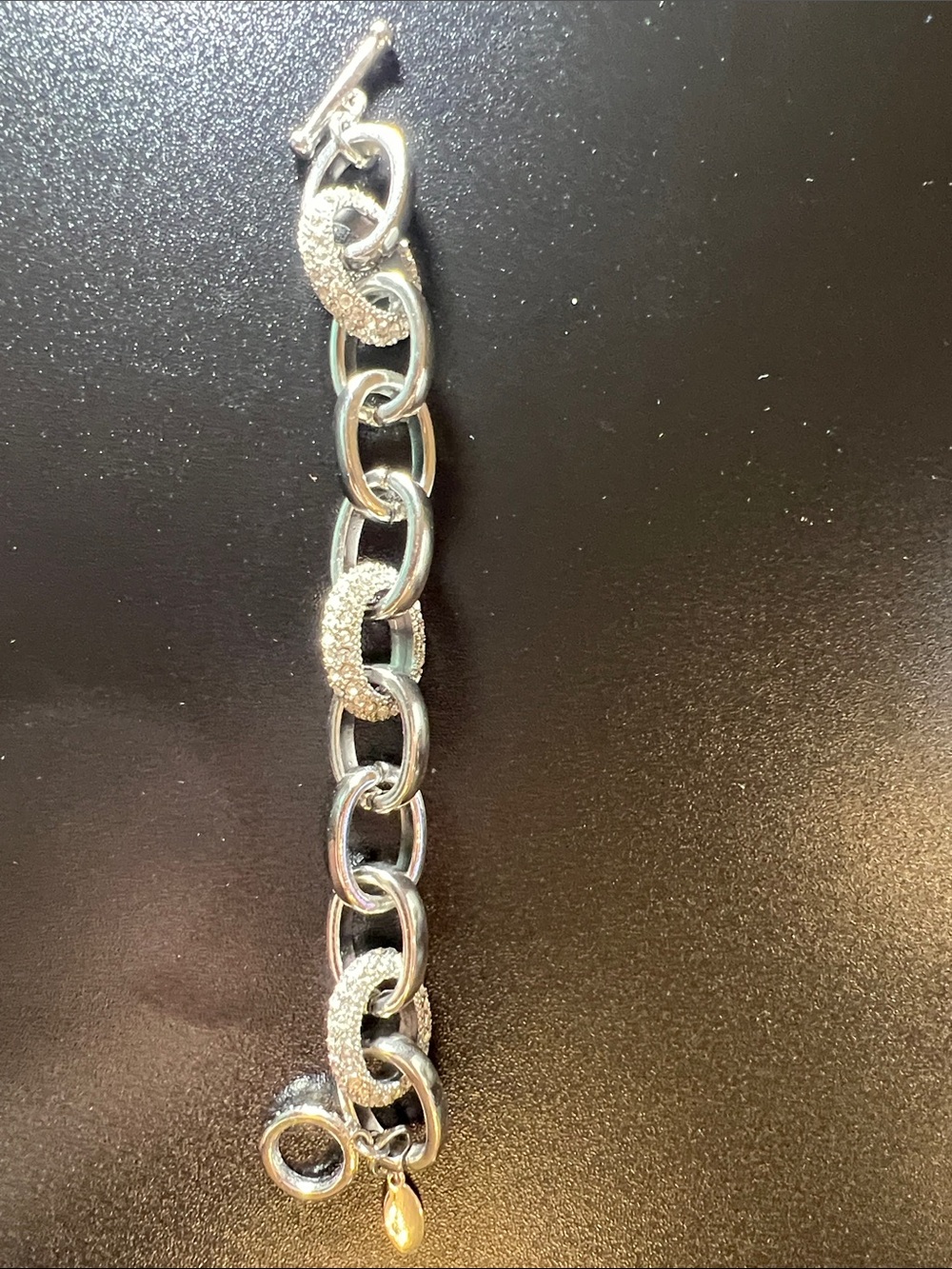 Ann Taylor Silver Textured and Smooth Link Bracelet